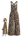 Combinaison Western Marron à Imprimé Léopard et Jambes Larges Années 1950 - 1
