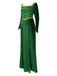 Green 1930s Shrek Medieval Style Embroidered Dress