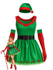 Ensemble robe sapin de Noël verte des années 1980