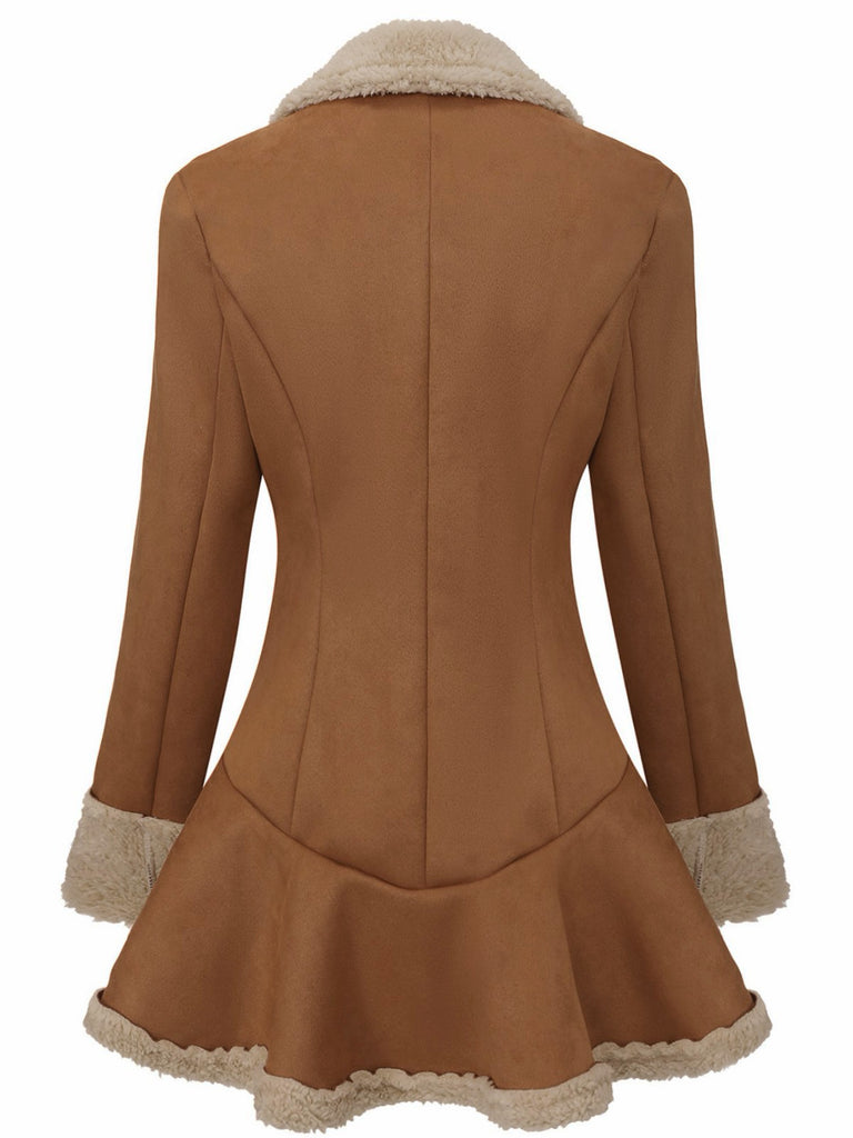 Veste en daim vintage à revers et ourlet évasé années 1970