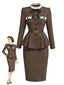 [Prévente] 2PCS veste montant motif chevrons et volants jupe crayon années 1940
