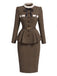 [Prévente] Ensemble 2 pièces veste à col montant et volants et jupe crayon à chevrons années 1940 - 2