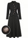 Ensemble 2 pièces veste blazer noire à col mandarin et jupe années 1940 - 1