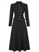 Ensemble 2 pièces veste blazer noire à col mandarin et jupe années 1940 - 2