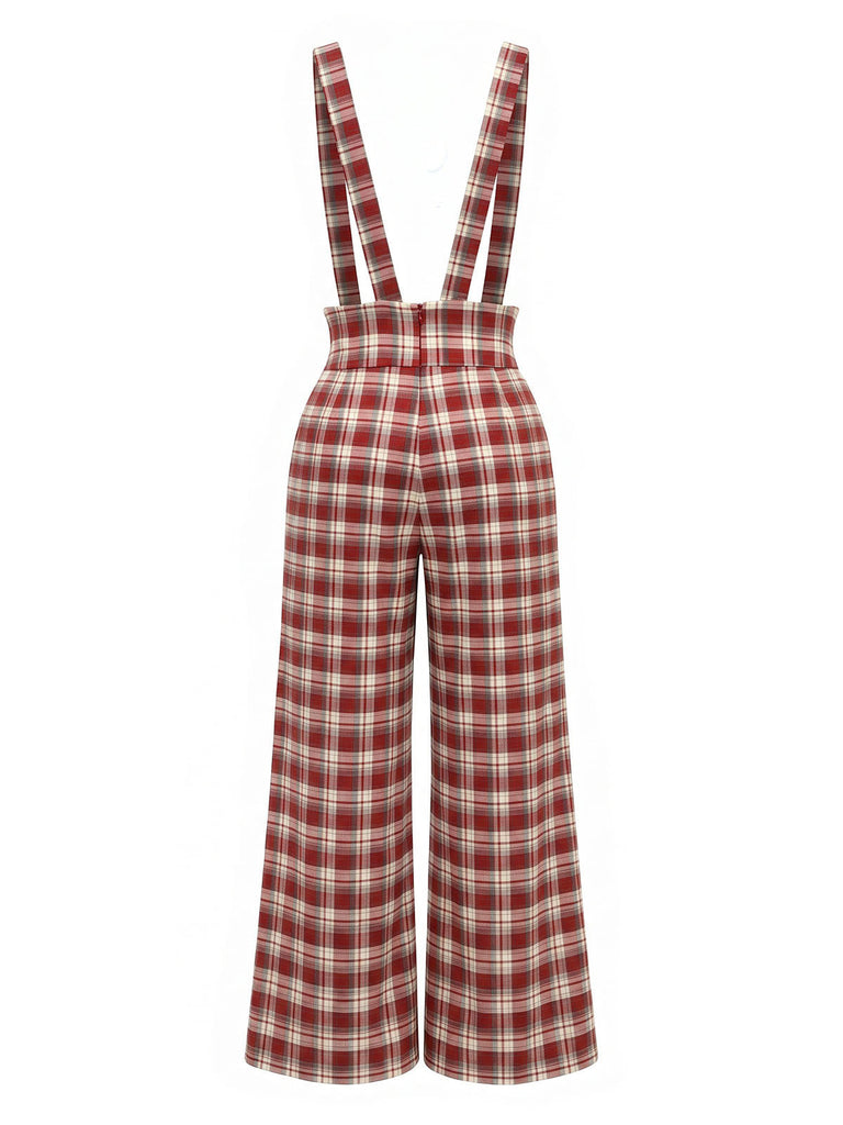 [Prévente] Ensemble blouse à nœud et pantalon large à bretelles à carreaux rouges années 1970 - 17
