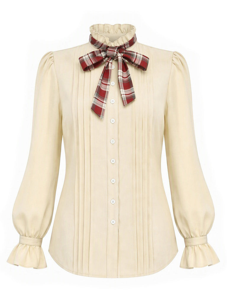 [Prévente] Ensemble blouse à nœud et pantalon large à bretelles à carreaux rouges années 1970 - 7