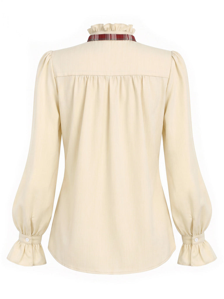 [Prévente] Ensemble blouse à nœud et pantalon large à bretelles à carreaux rouges années 1970 - 9