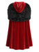 Ensemble body rouge en velours à nouer et cape à capuche Années 1940 - 5