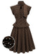 [Prévente] Ensemble haut marron à pois, col à nouer et basque et jupe Années 1950 - 2