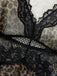 Ensemble nuisette marron imprimé léopard à bordure en dentelle transparente années 1950 - 4