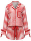 [Prévente] Pyjama composé d'un haut et d'un short rayures verticales rouges et blanches années 1950