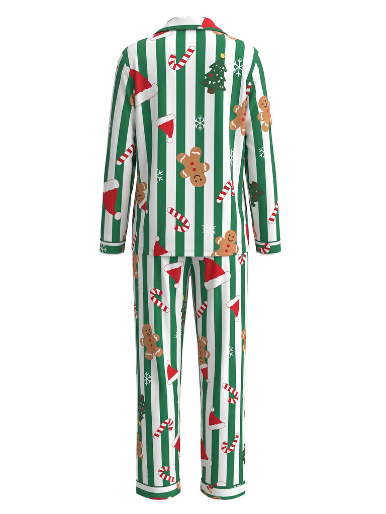 Ensemble pyjama de Noël rayé imprimé pain d’épices années 1950 - 11