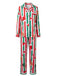 Ensemble pyjama de Noël rayé imprimé pain d’épices années 1950 - 1