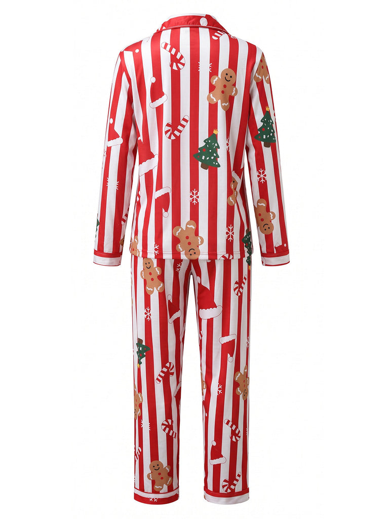 Ensemble pyjama de Noël rayé imprimé pain d’épices années 1950 - 6