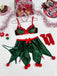 Ensemble Pyjama de Noël Vert à Caraco Style Elfe Années 1960 - 2