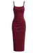 Ensemble Robe Crayon Bordeaux Froncée à Fines Bretelles et Haut Transparent Années 1960 - 4