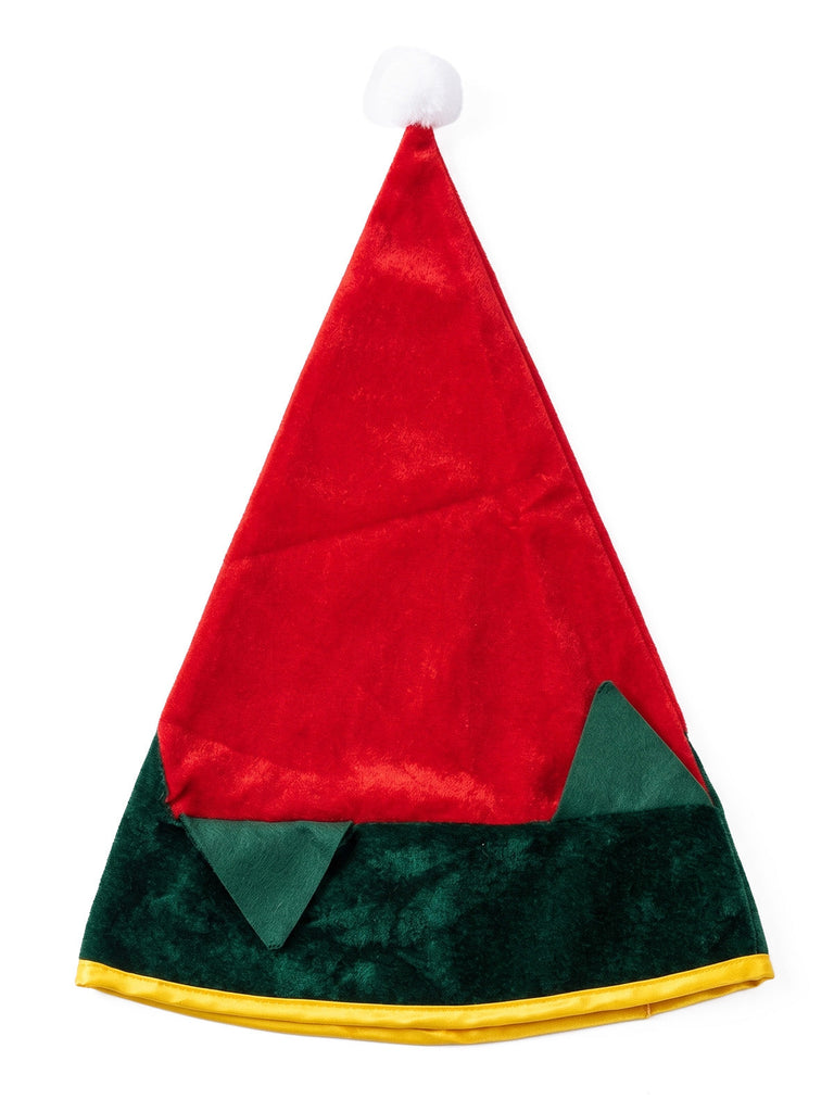 Ensemble robe de Noël rouge et verte en velours à rayures et pompons années 1940 - 4
