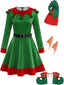 Ensemble robe déguisement lutin de Noël vert Années 1950