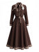 Ensemble Robe Marron à Fines Bretelles et Veste Courte à Bordures à Carreaux Années 1940 - 2