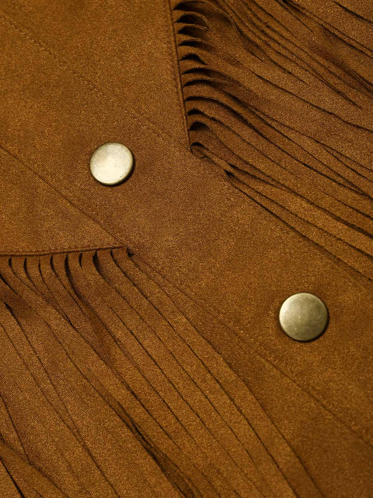 [Prévente] Ensemble veste en suédine à étoiles et franges et pantalon évasé imprimé denim années 1970 - 8