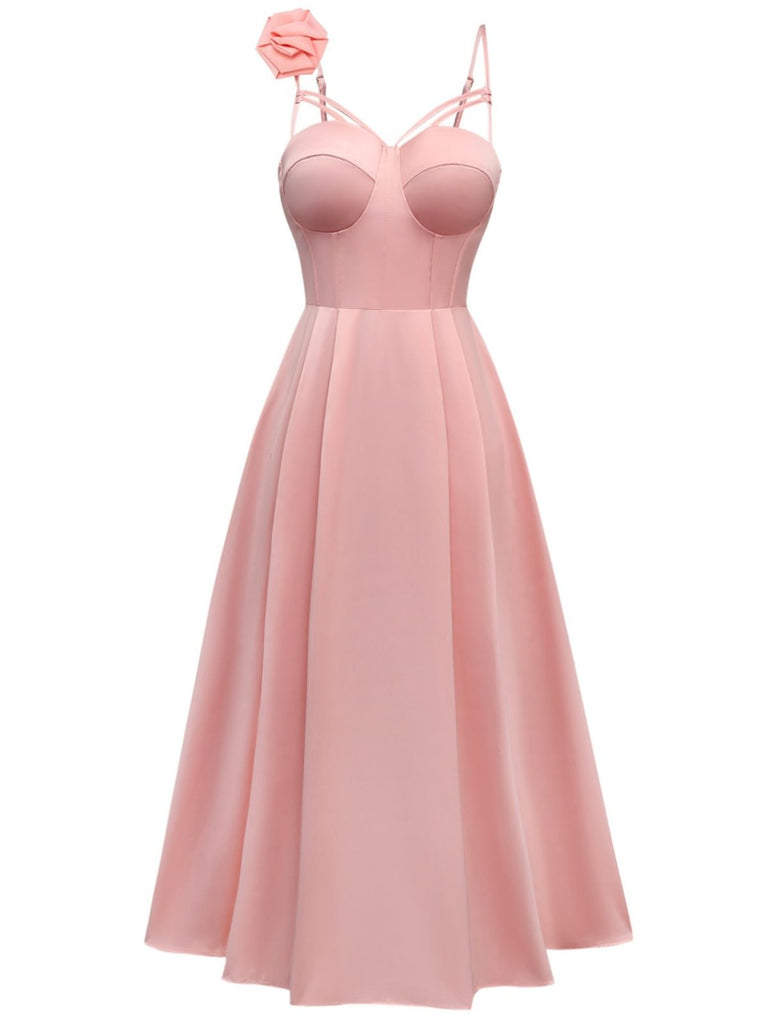 Robe nuisette ajourée à fleurs 3D unie années 1930