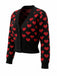 Gilet court en maille noire à motif cœur de la Saint-Valentin années 1960