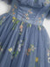 Épaules Dénudées Floral Brodé Filet Robe Années 1950 3