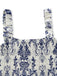 Bleu Baroque Smocké Bretelles Combishort Années 1970 4