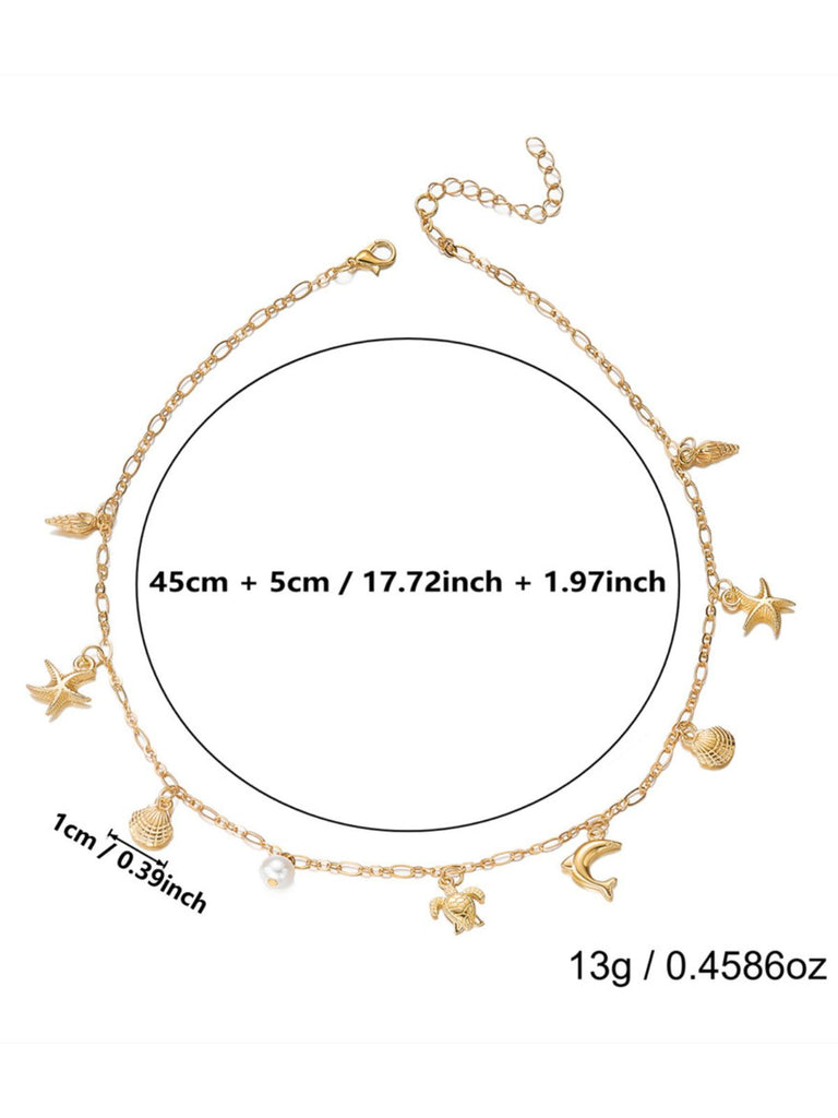 Or Bohème Coquillage Étoile de Mer Perle Superposé Collier 4