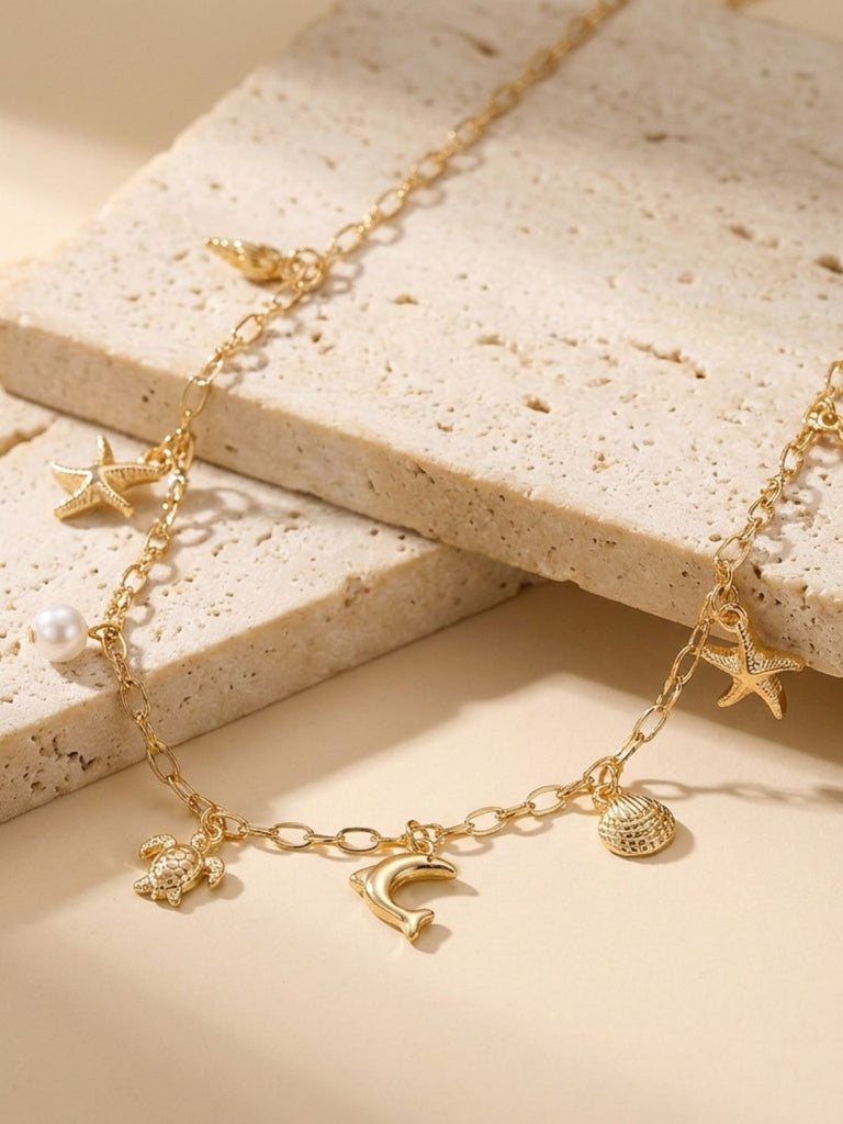 Or Bohème Coquillage Étoile de Mer Perle Superposé Collier 6