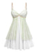 Elegant green 1950s-inspired double layer nightdress with lace rose strap embellishments, perfect for vintage sleepwear and romantic nights