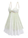 Light green and white lace nightdress with thin Rose straps on a white background