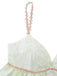 Light green nightdress with pink rose-strap on a white background
