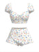 Ensemble tankini multicolore à carreaux vichy bouffants années 1970