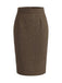 [Prévente] Jupe crayon taille haute marron clair en tweed à chevrons années 1940 - 2