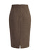 [Prévente] Jupe crayon taille haute marron clair en tweed à chevrons années 1940 - 4