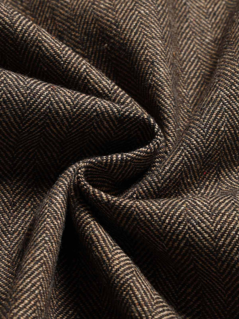 [Prévente] Jupe crayon taille haute marron clair en tweed à chevrons années 1940 - 5