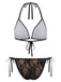 Noir Halter Floral Dentelle Ensemble Bikini Années 1970 2