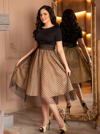 Robe Swing Vintage Année 50 Noire à Pois Cocktail Pin Up