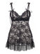 [Grande Taille] Lingerie Babydoll Noire à Dentelle et Bretelles à Nœuds Années 1950 - 3