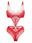 Lingerie de Noël rouge vif dentelle agrémentée fausse fourrure et dotée d'ouvertures années 1950