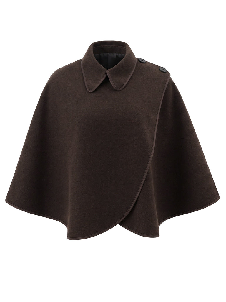 Manteau cape asymétrique à boutons sur l’épaule Années 1970 - 3