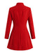 Manteau rouge uni à col à revers, manches longues et boutons années 1940 - 3