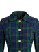 Manteau Vert à Carreaux, Boutonnage Simple et Manches Longues Années 1940 - 3