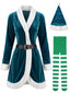 Mini Robe de Noël en Velours à Bordure Duveteuse Années 1960