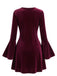 Mini Robe en Velours à Col V Perlé et Manches Évasées Années 1930 - 3