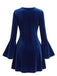 Mini Robe en Velours à Col V Perlé et Manches Évasées Années 1930 - 9