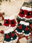 Mitaines tricotées de Noël à sapins et pompons