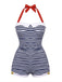 Maillot de bain une pièce orange halter nœud papillon années 1950
