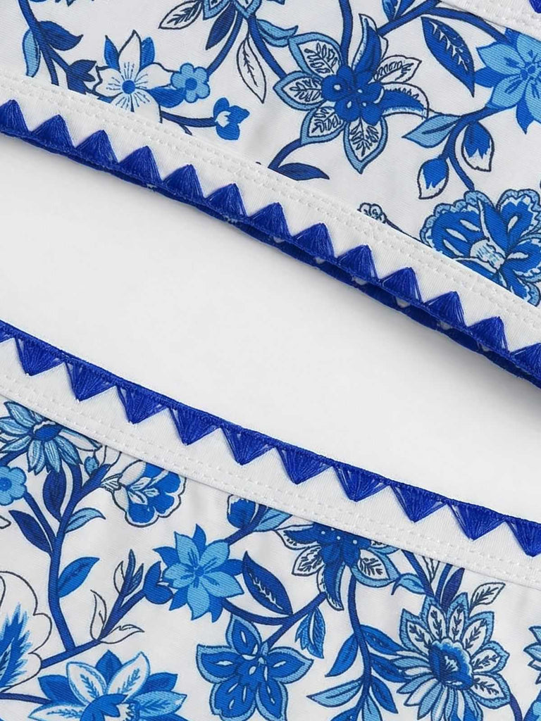 Col Rond Floral Taille Haute Ensemble Bikini Années 1950 6